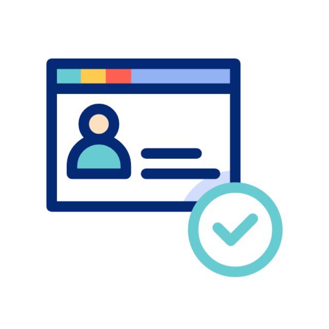 Icon of a user profile with a verification checkmark.