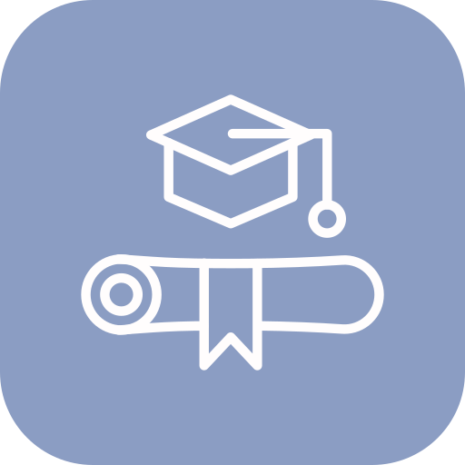 Icon of a graduation cap and a diploma