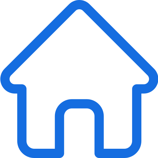 Outline of a house icon in blue.
