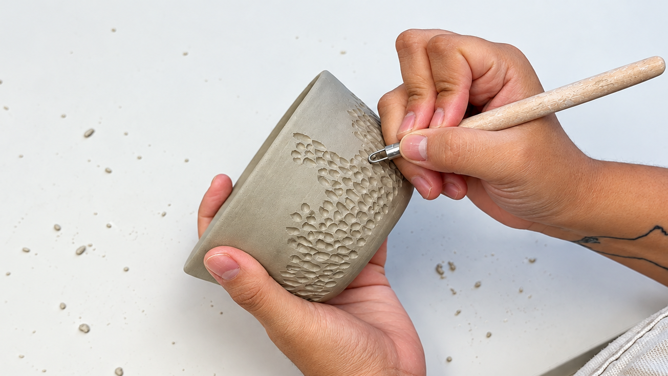 texture, underglaze and sgraffito