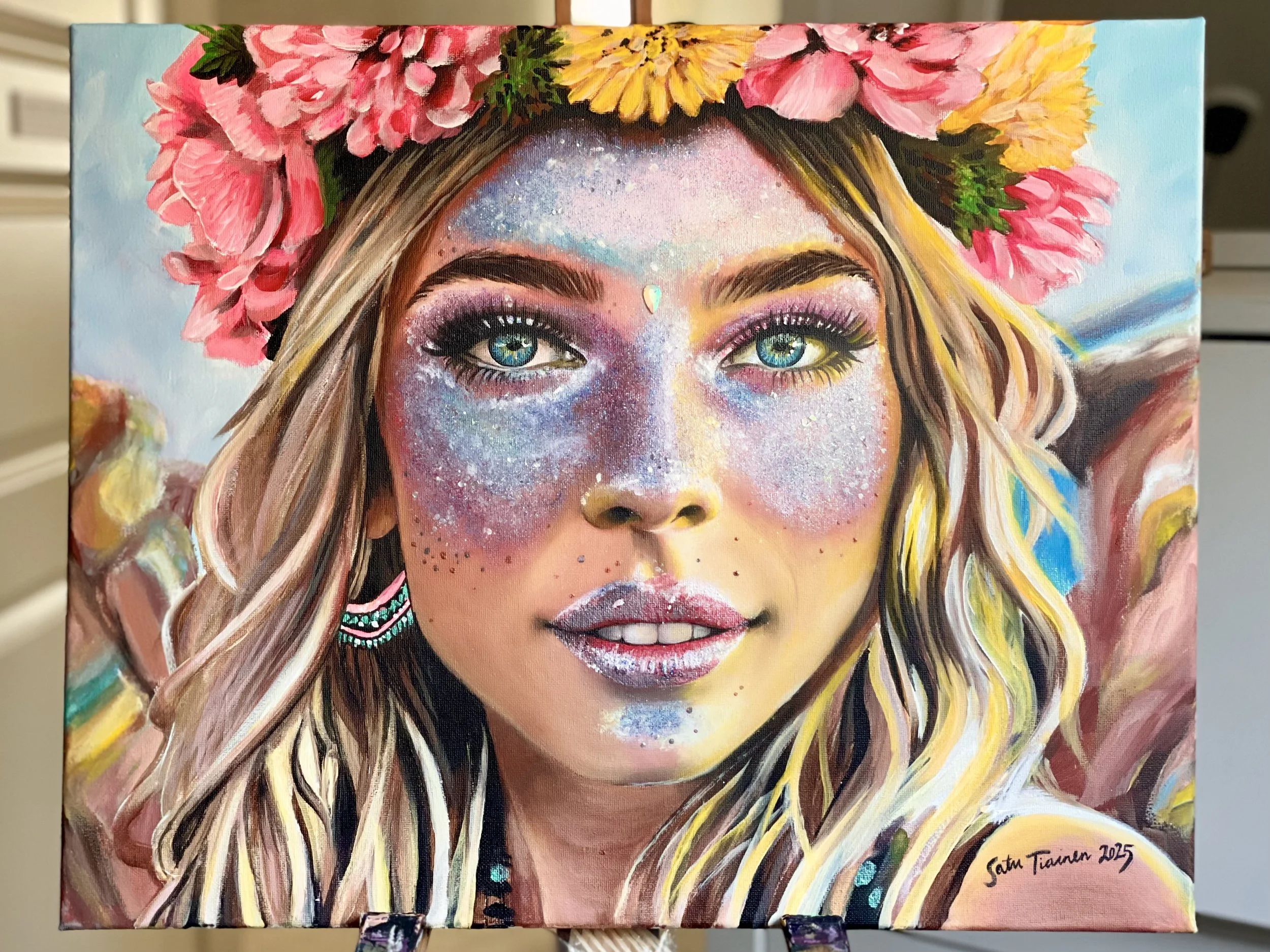 Seppeletyttö, 2025
Akryyli ja glitteri kankaalle 40 x 50cm
170,00€