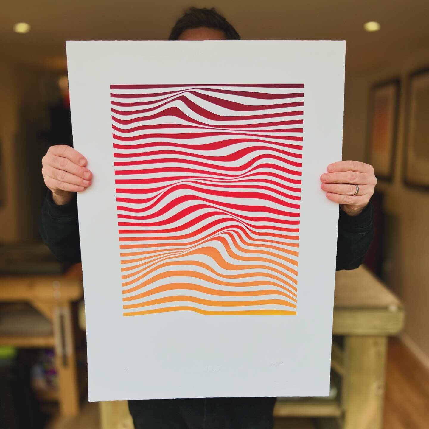 New prints for sale! &lsquo;Dunes&rsquo;
3 colourways - 5 Colour Gradient &pound;100, Black &pound;75, Fluro Pink &pound;75
50 x 70cm 
Hand-pulled screen print
Printed on 300 gsm Fabriano 5 Cotton Paper
Limited edition of 5
Signed, numbered and embos