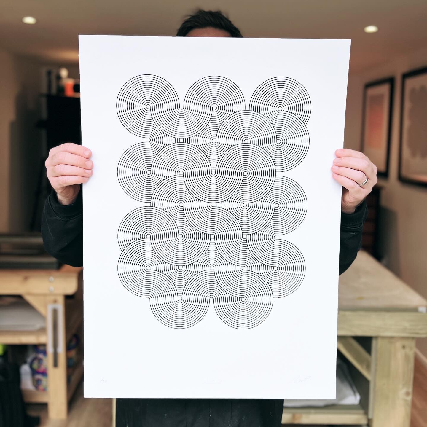 New print! 
&lsquo;Meander Black&rsquo;
&pound;75
1 colour hand-pulled screenprint
Printed on 280gsm Somerset Velvet Radiant White
Limited edition of 30
Signed, numbered and embossed 
Sold unframed
Shipping &pound;5

BUY THE SET - Buy with &lsquo;Mea