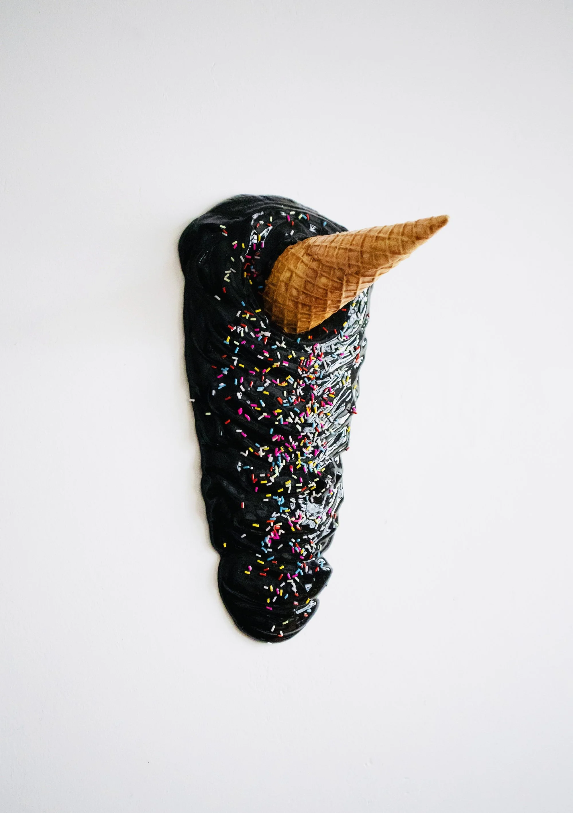 Dropped Cone (Black Sprinkles)