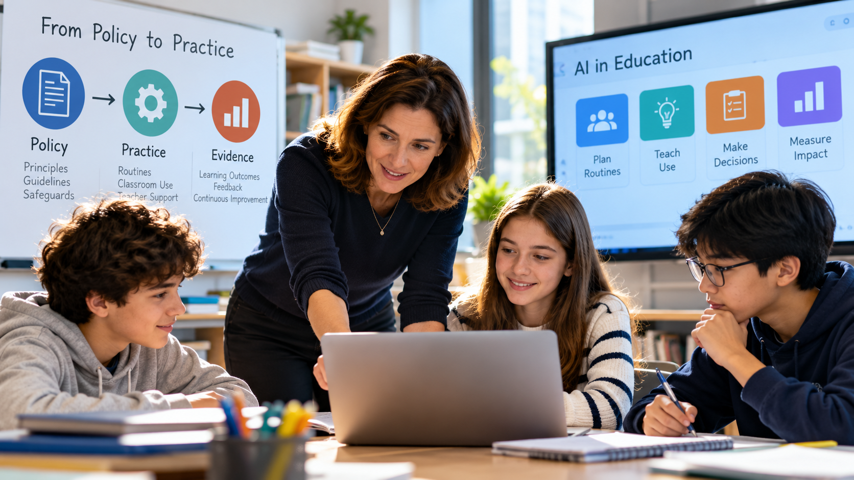 From AI Policy to Classroom Practice How Schools Can Turn Principles into Routines Decisions and Evidence