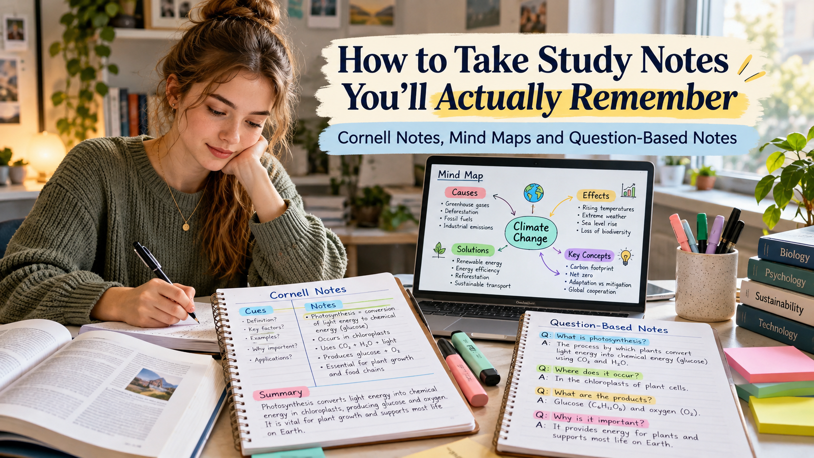 How to Take Study Notes You'll Actually Remember: Cornell Notes, Mind Maps and Question-Based Notes