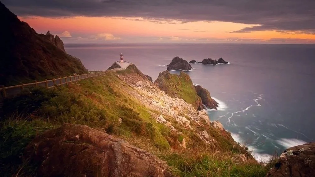 Vista de un amanecer en el Cabo Ortegal, Geoparque Cabo Ortegal, Galicia, España