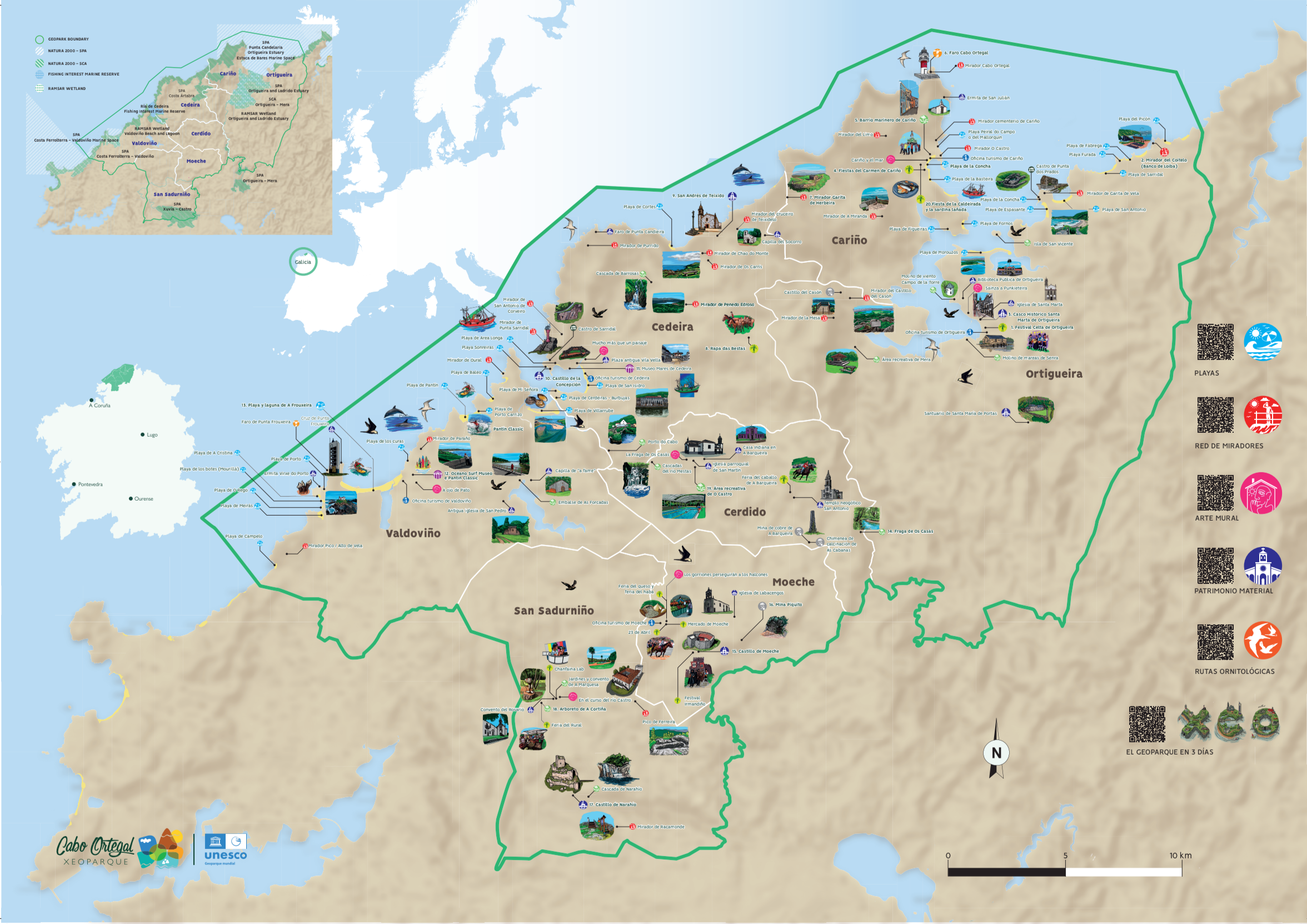 Mapa del territorio del Geoparque Cabo Ortegal