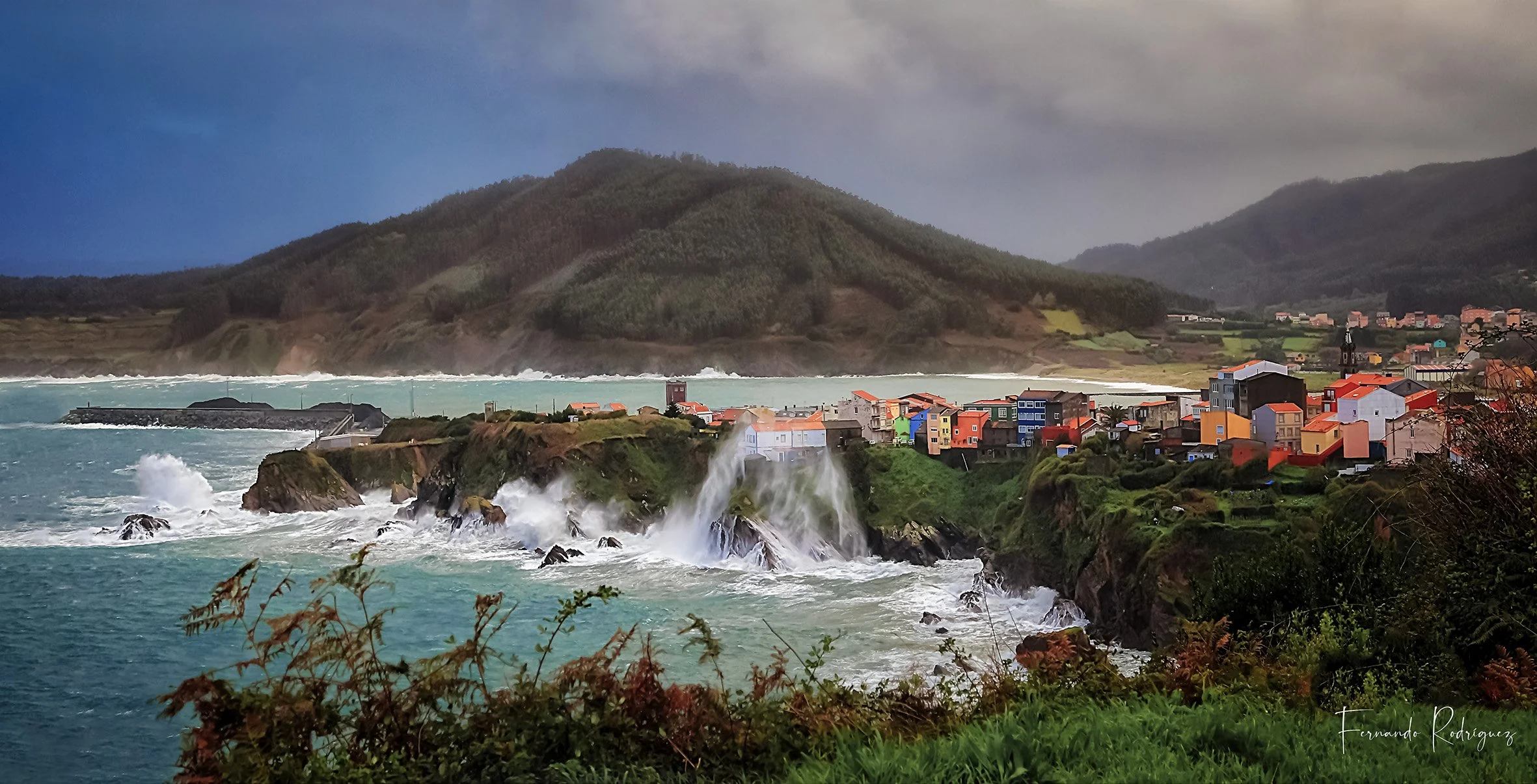 Vista de la costa de Cariño, Geoparque Cabo Ortegal, Galicia
