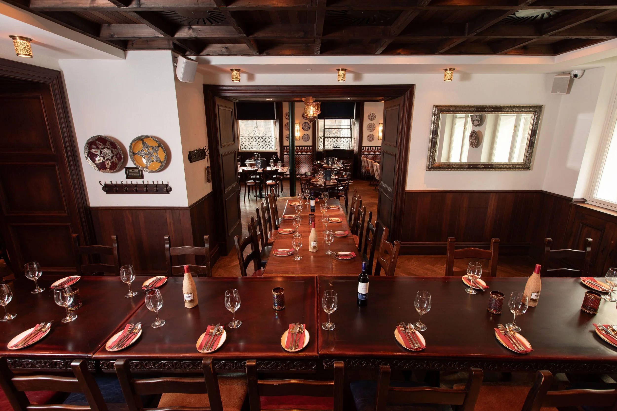 Chiquita and El Granero rooms set up to allow for larger private parties