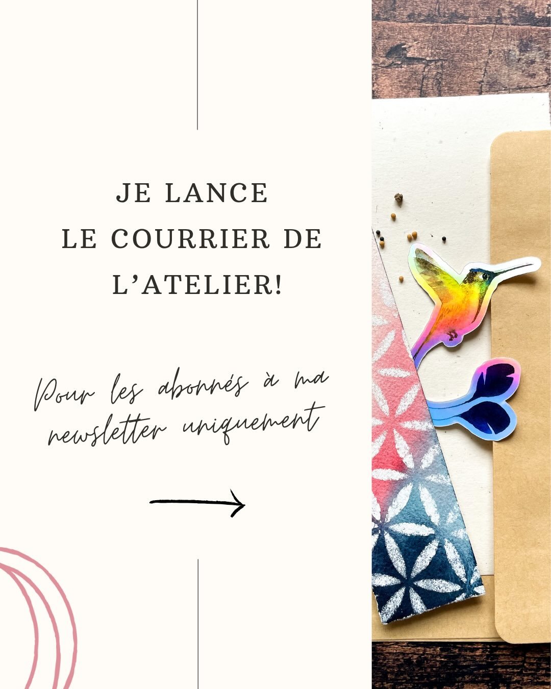 Et si vous receviez dans votre bo&icirc;te aux lettres un courrier de ma part?

J&rsquo;ai d&eacute;cid&eacute; de lancer Le courrier de l&rsquo;Atelier.

Le concept est simple : chaque mois, je choisis une mini reproduction, un croquis, une carte, &