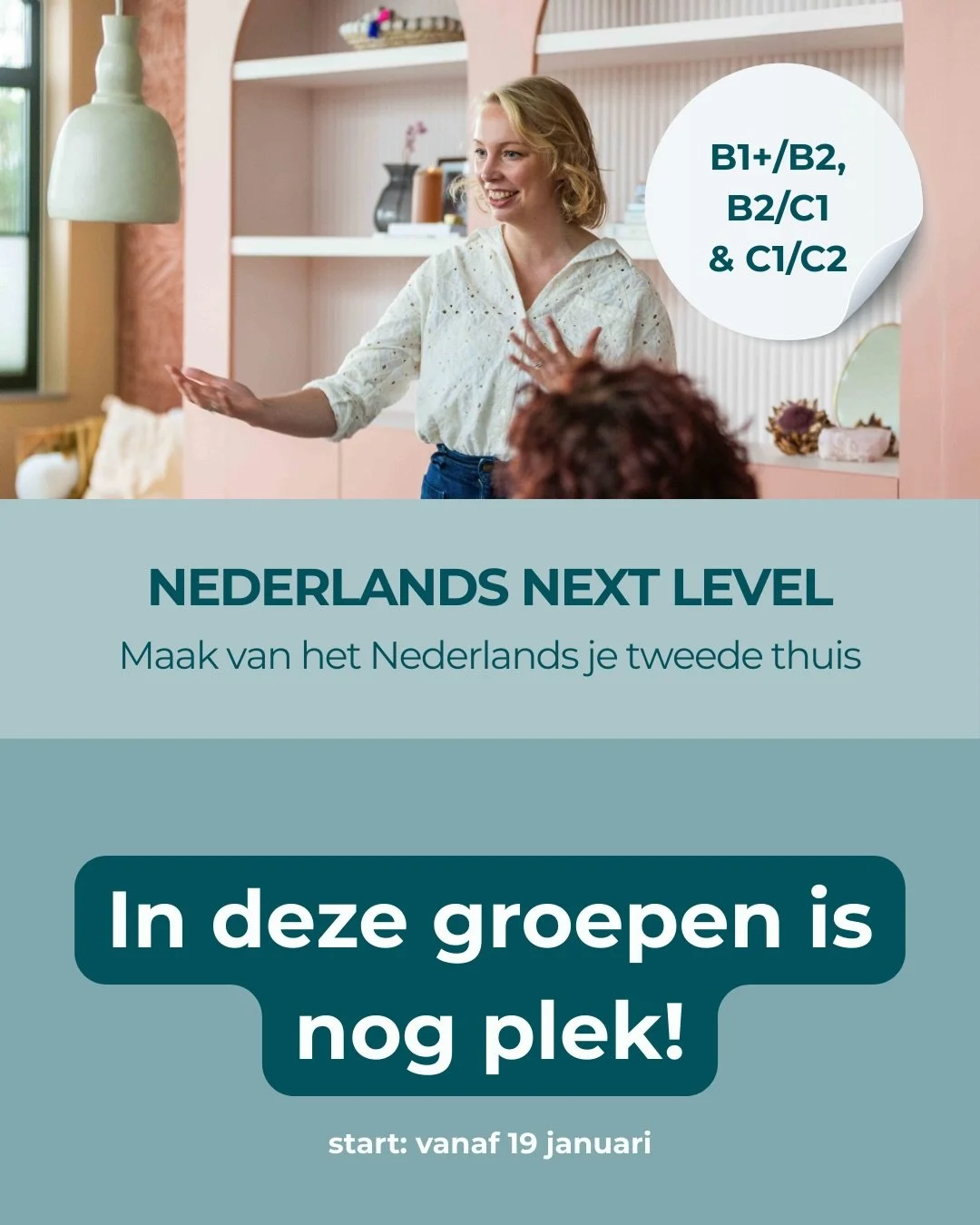 Start het nieuwe jaar goed en doe mee aan Nederlands Next Level!

Sommige groepen zijn al vol, maar in deze groepen is nog plek! 

DM NNL1 voor meer info &amp; aanmelden. 

Twijfel je over de juiste groep? Stuur een DM, dan helpen we je!

-
Nabu acad
