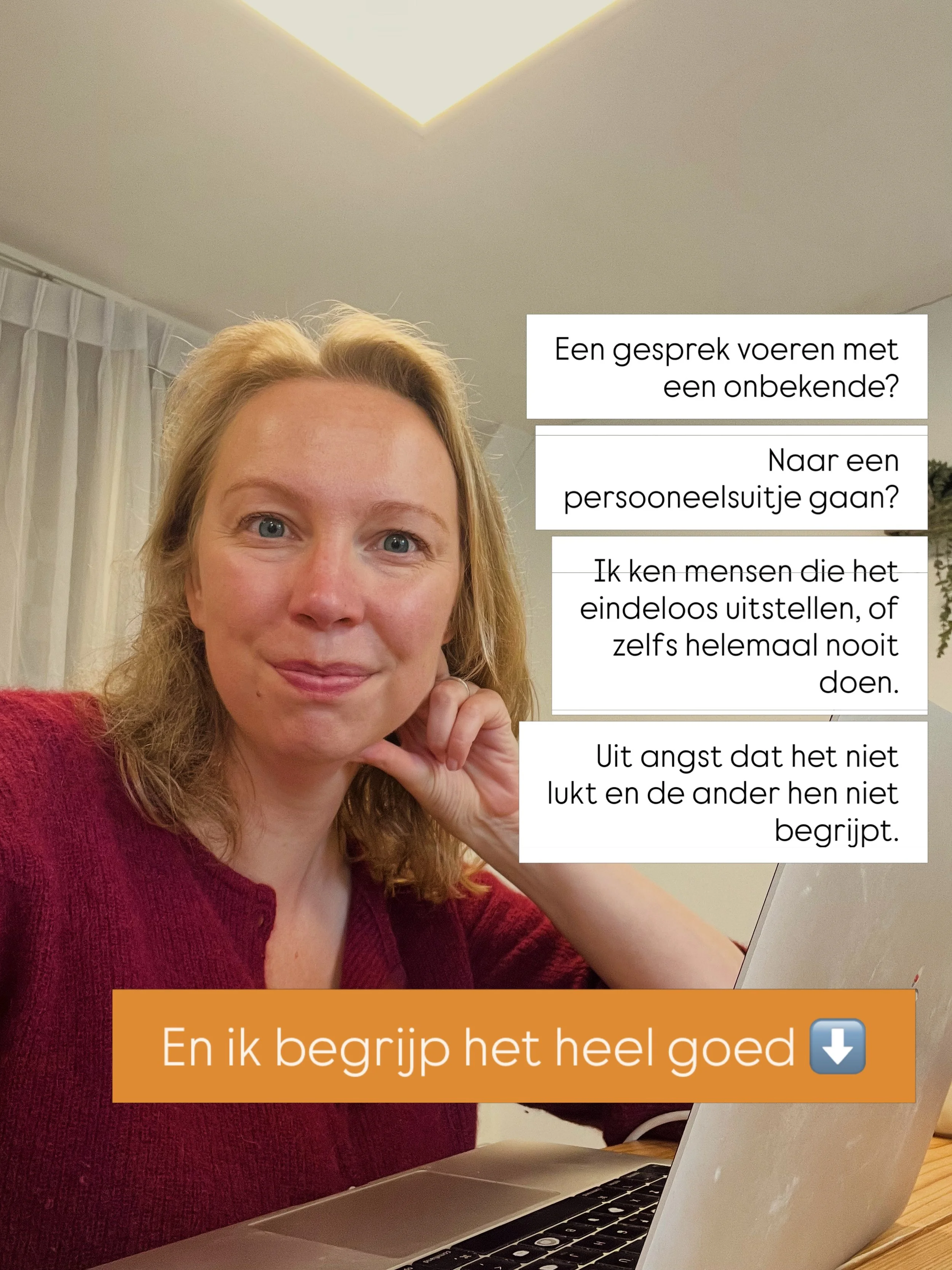 In mijn NT2-cahier Zelfvertrouwen gaat het regelmatig over angst. Omdat angst een realiteit is voor veel mensen als ze Nederlands leren.

Een gesprek voeren met een onbekende? Naar een persooneelsuitje gaan? Een korte mail schrijven? Ik ken mensen di