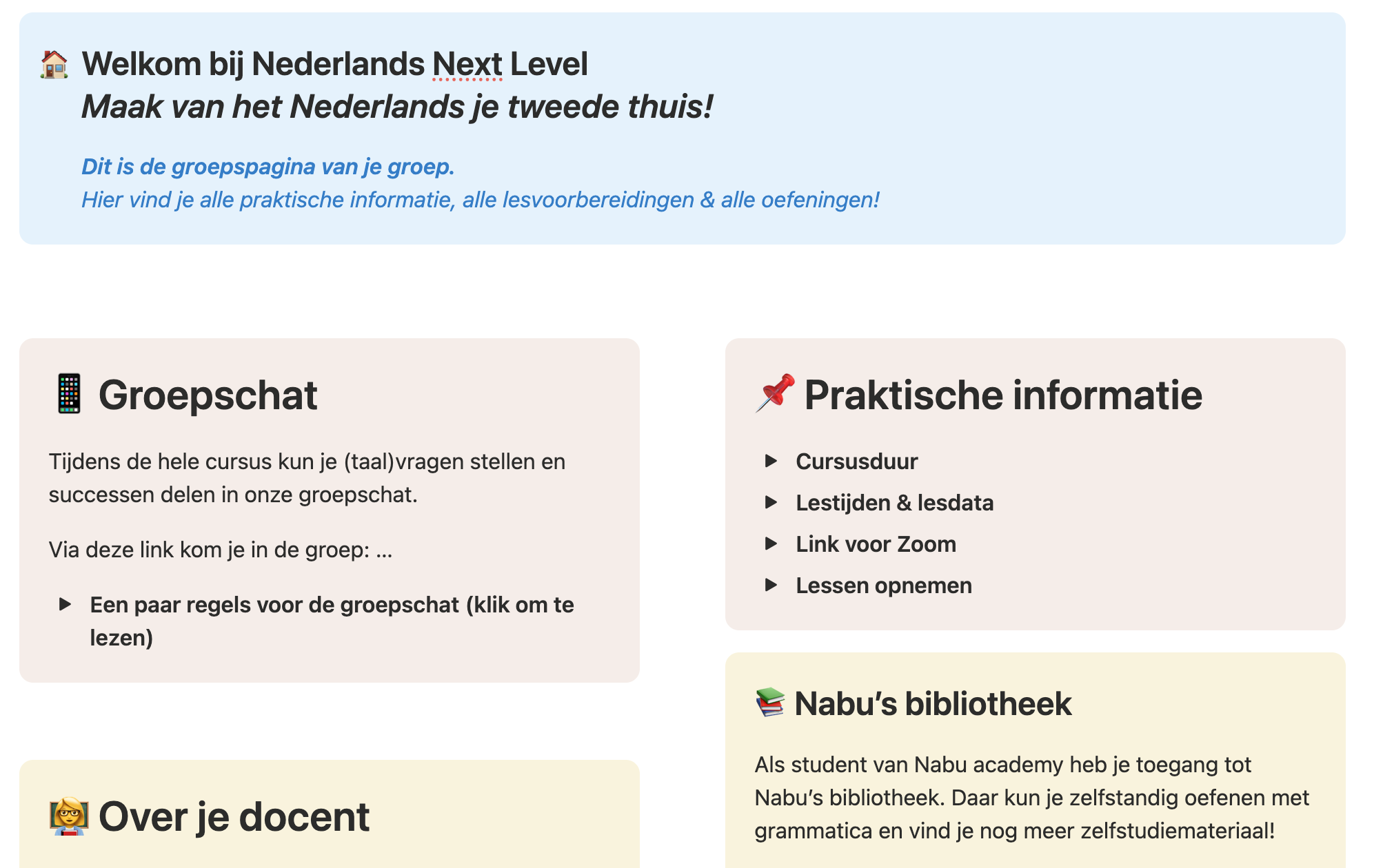 Je persoonlijke groepspagina met alle info & voorbereidingen