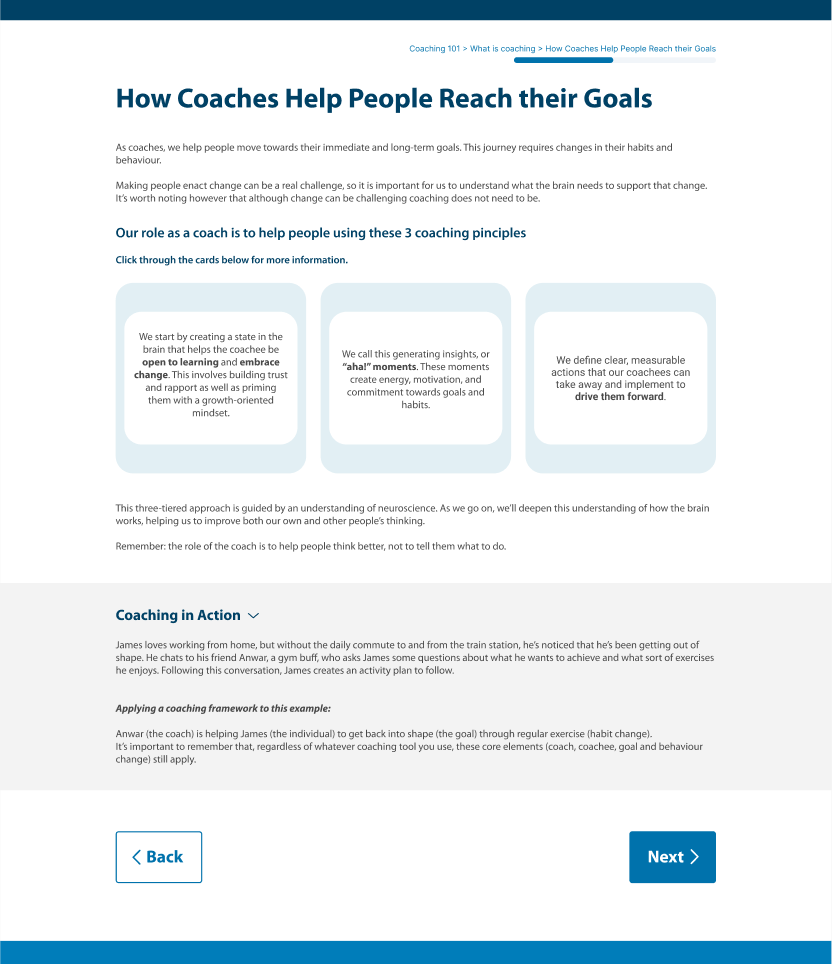 Banking Client - LMS activity page