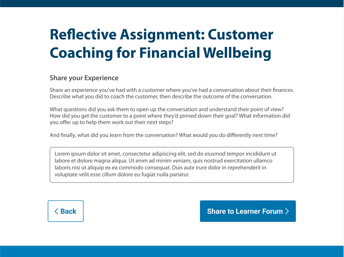 Banking Client - LMS reflective response page