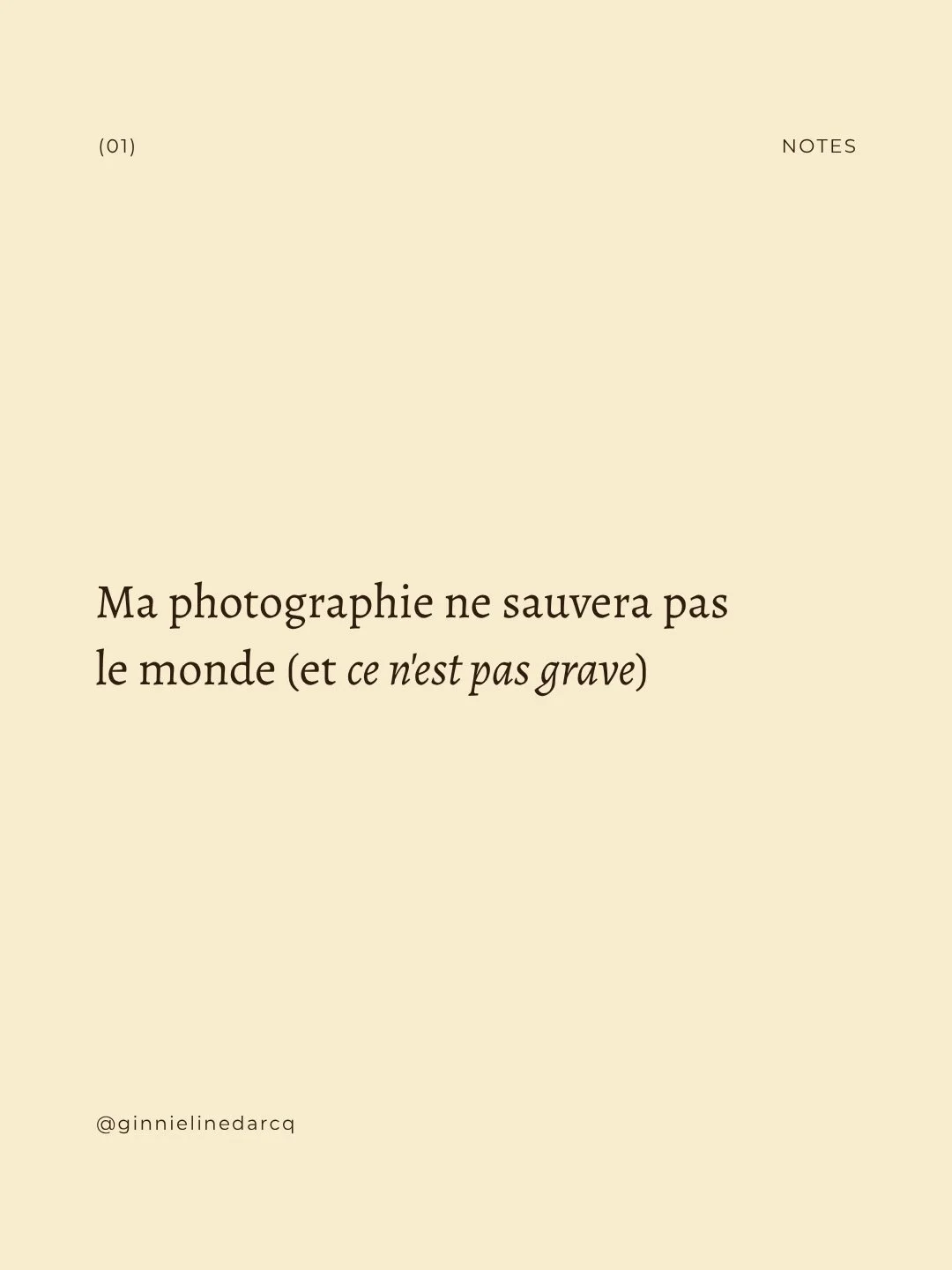 Je r&eacute;fl&eacute;chis beaucoup &agrave; l&rsquo;impact de ce que je fais en ce moment. Suis-je utile dans le monde d&rsquo;aujourd&rsquo;hui ? Est -ce que choisir une voie cr&eacute;ative fait encore sens ? Mes images peuvent-elles r&eacute;elle