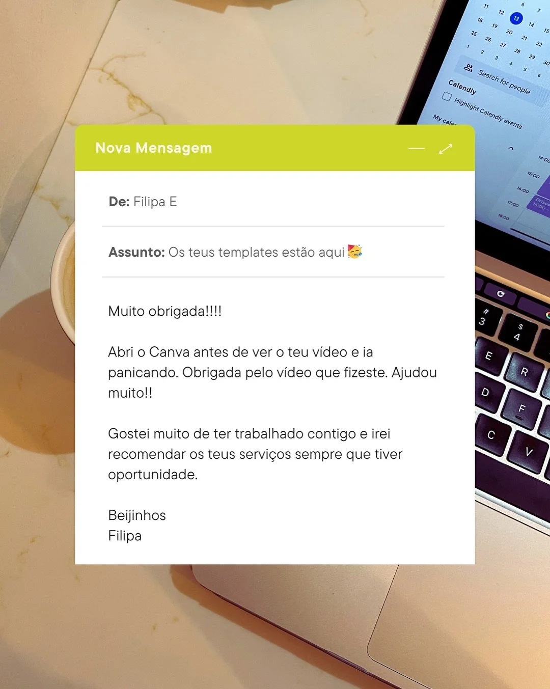 Do zero a um conjunto de templates alinhados com a vis&atilde;o da Filipa.

Faz swipe para o lado e v&ecirc; o resultado final: do conceito &agrave; cria&ccedil;&atilde;o de um feed alinhado, estrat&eacute;gico e visualmente harmonioso (e claro, o ma