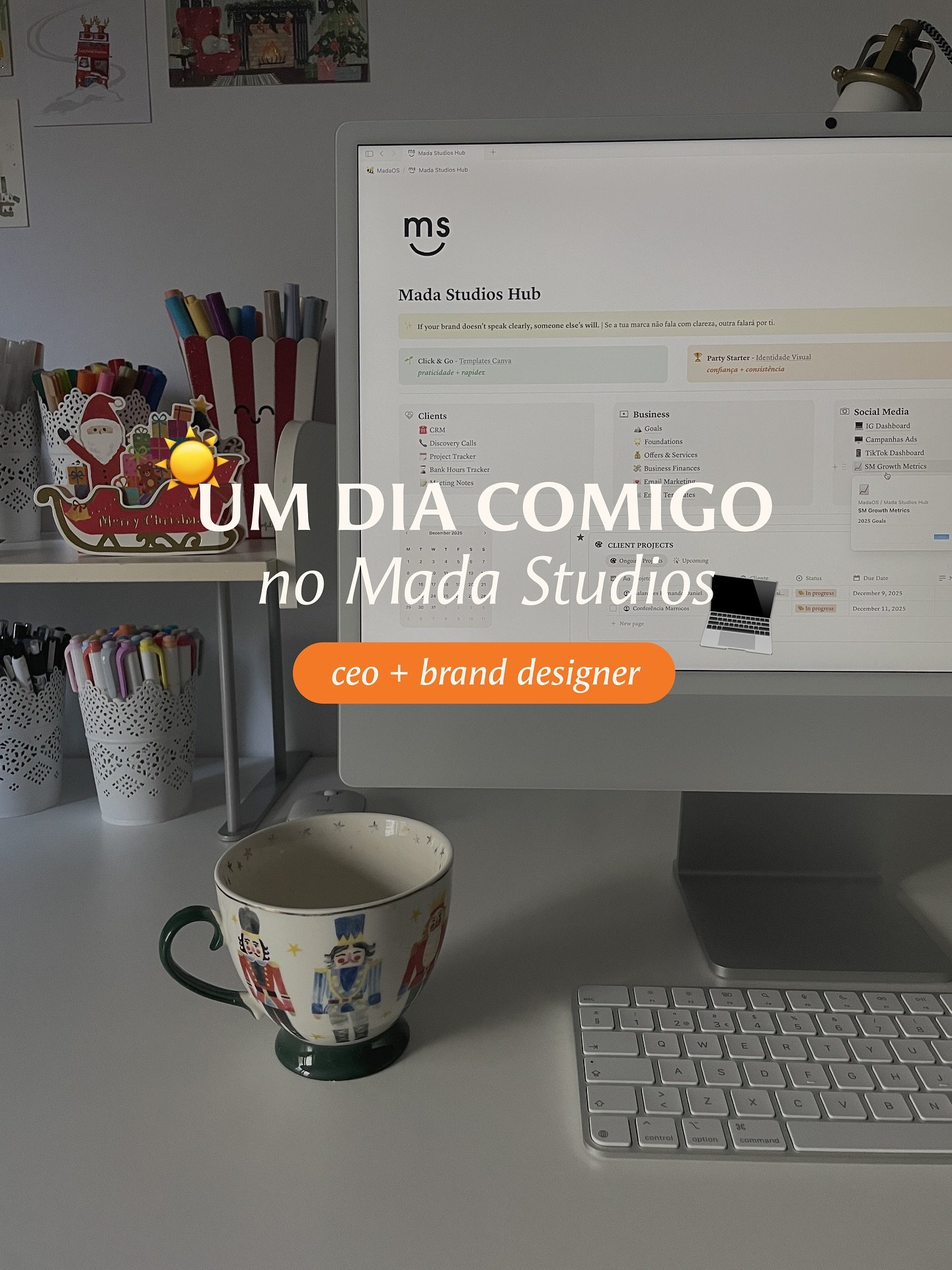 Os meus dias n&atilde;o seguem uma rotina perfeita.

S&atilde;o diferentes, cheios de tarefas inesperadas, ideias que aparecem do nada e pequenos momentos que me lembram porque adoro o que fa&ccedil;o ✨

&Eacute; ca&oacute;tico? Sim.
&Eacute; intenso