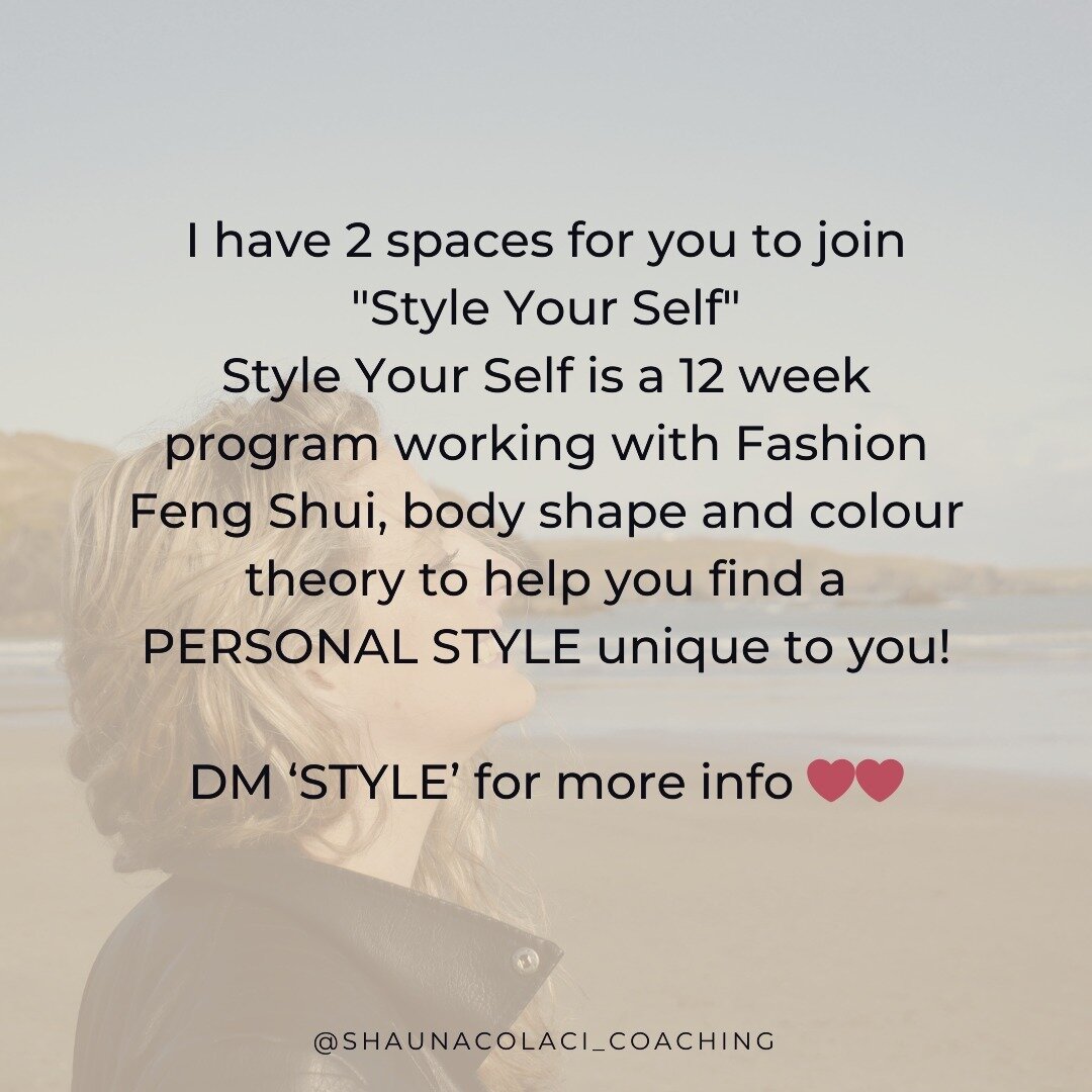 If you are looking to level up your wardrobe and your mindset in 2024 - look no further than the 'Style Your Self' program. 

DM 'Style' for all the deets. ❤️