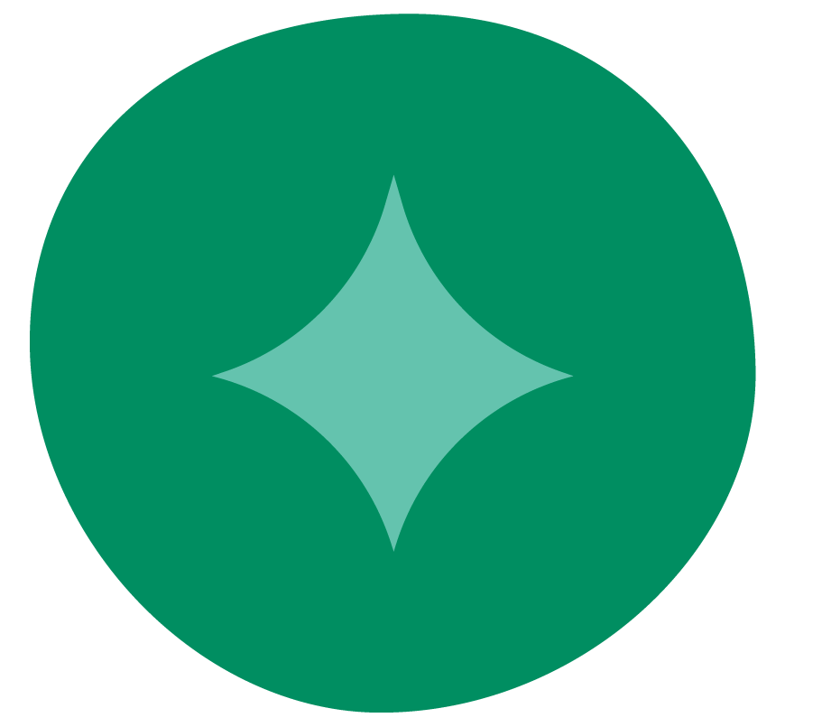A green circle with a light green diamond shape in the center.