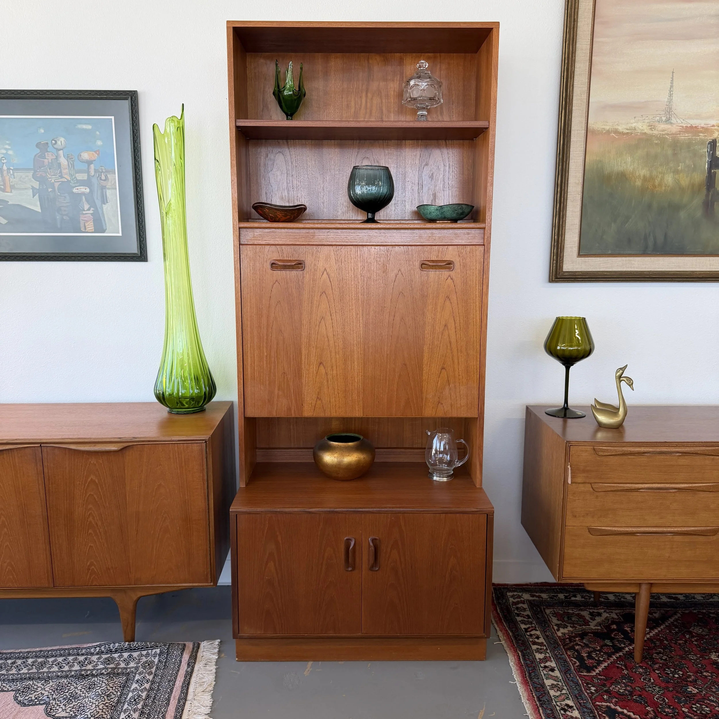 G Plan 'Fresco' bookcase with drop down