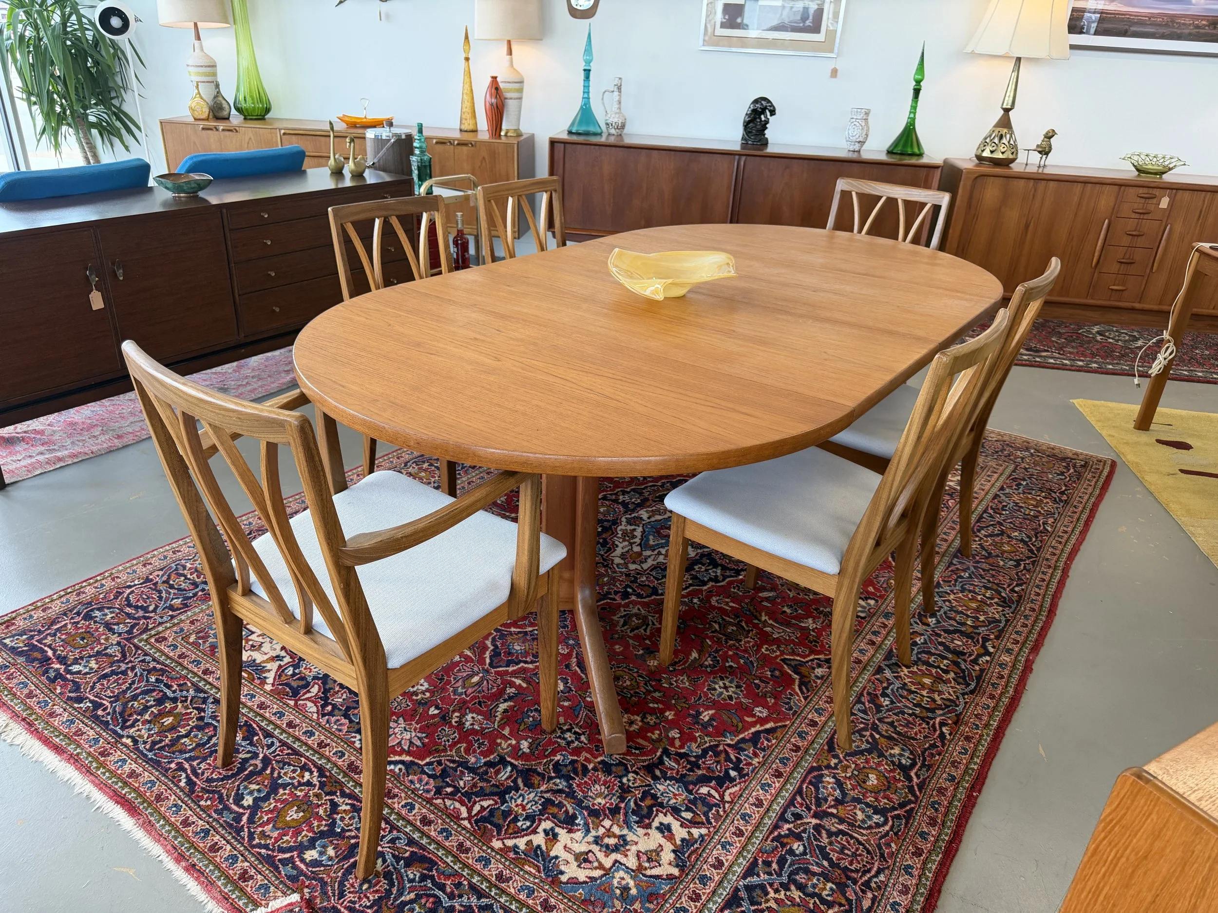 Danish double leaf dining table with trestle base