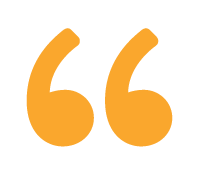 Orange quotation mark symbols on a black background.