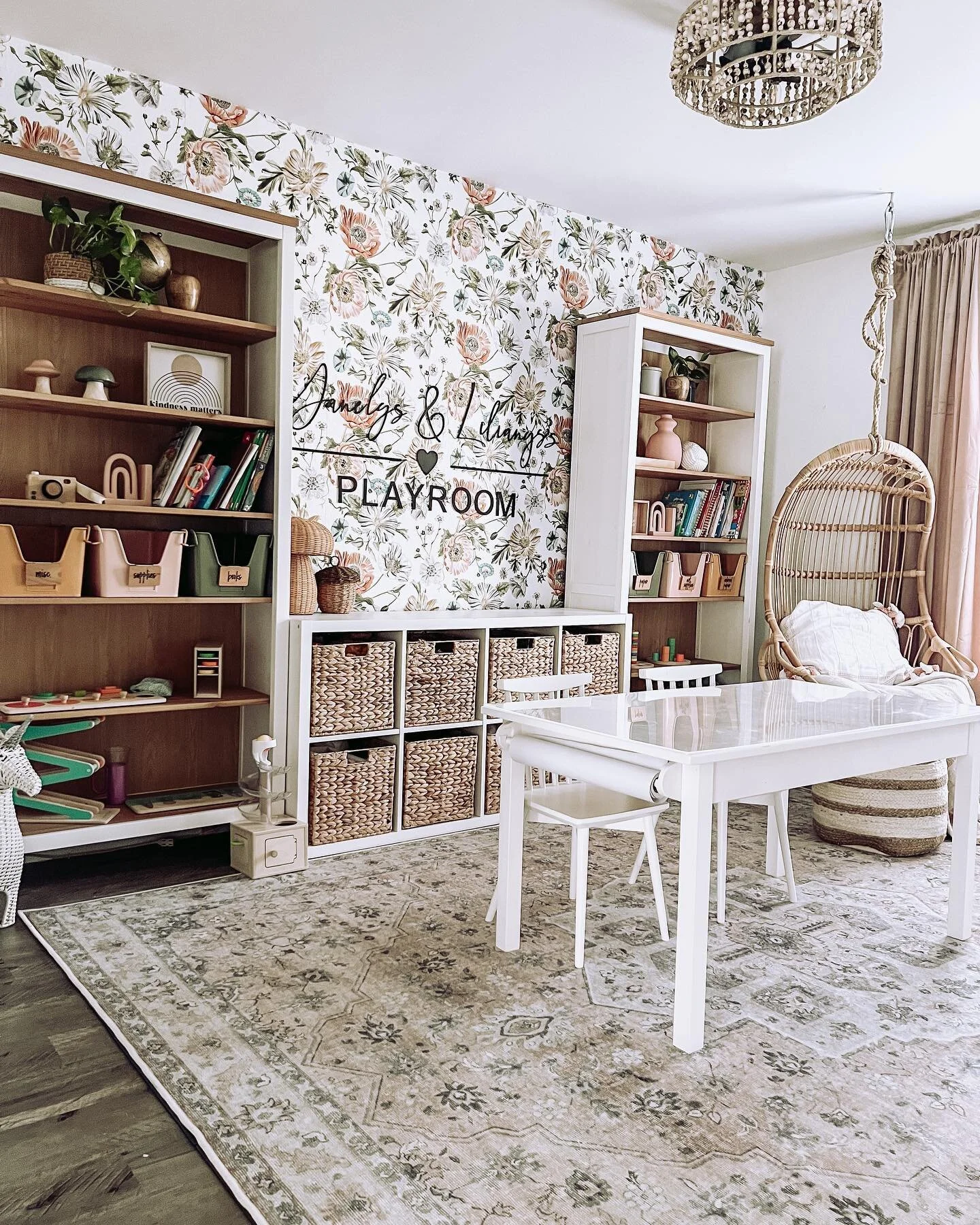 Hey y&rsquo;all . I don&rsquo;t think I&rsquo;ve had a chance to show more views of the playroom rug from @tumblerugs . It&rsquo;s a 8x10 and it&rsquo;s the Amara blush/grey (linked in my BIO ) I feel that the color is so perfect and exactly what thi