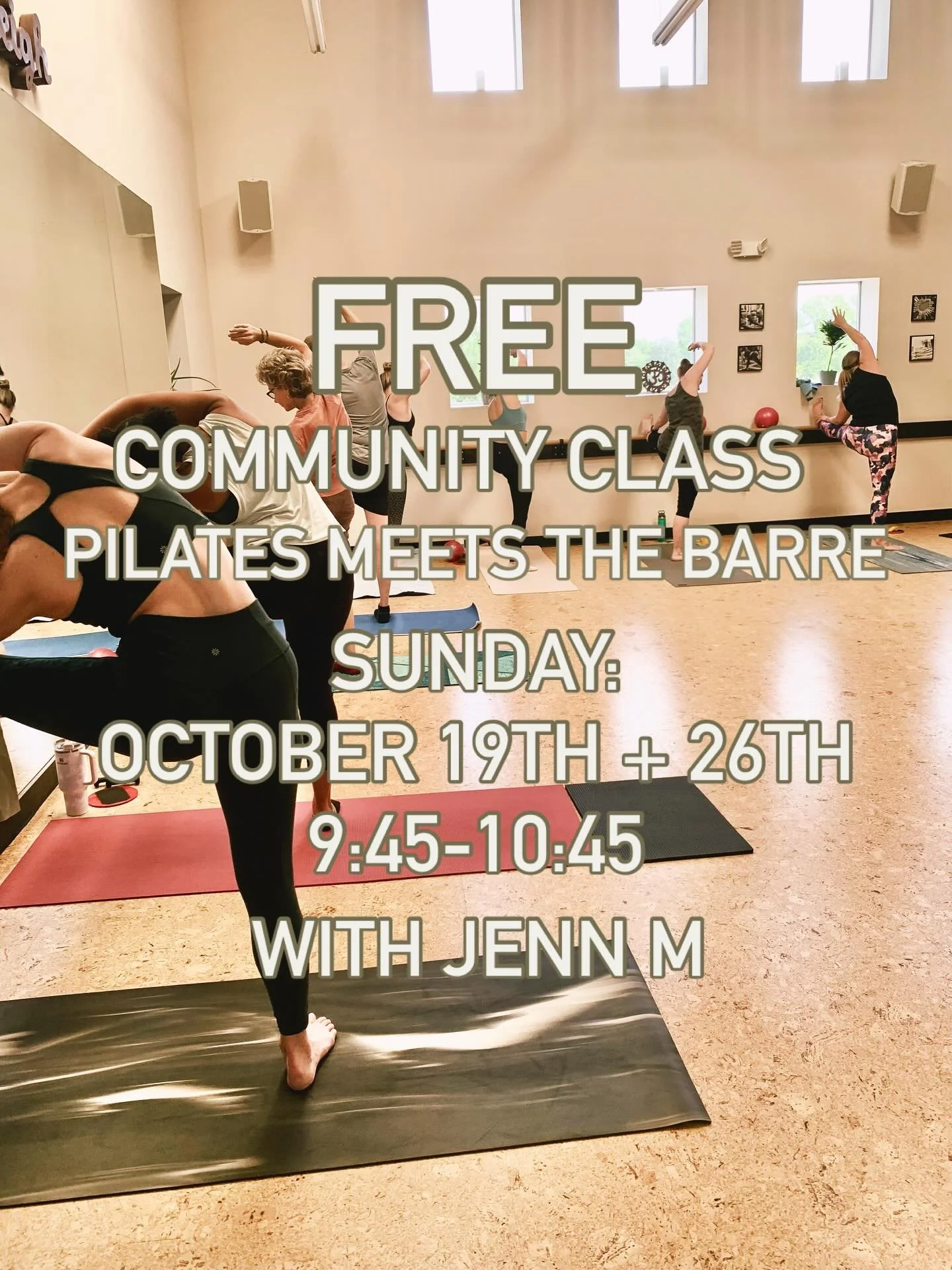 ✨ SAVE THE DATES! We&rsquo;re hosting 2 FREE community Pilates Meets the Barre classes as our long time yoga, strength + mobility instructor @barreupjenn makes her practice debut at the Barre! 

📅 Sunday, Oct 19th and 26th
🕘 9:45-10:45a
📍Barre-Up 