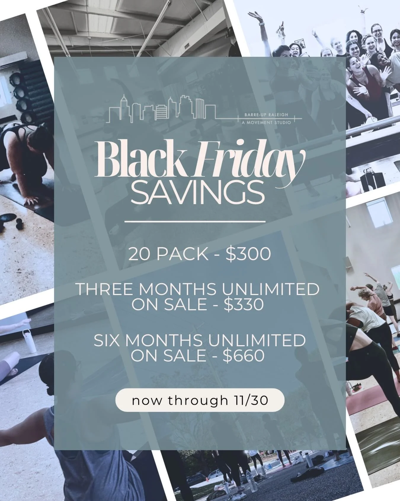 Our best deals of the year start now!

Give yourself (or someone you love) the gift that keeps on giving long after the season is over - movement, connection, and a community that feels like home! 🤍

Shop Small This Holiday Season! 
✨20 Class Pack -