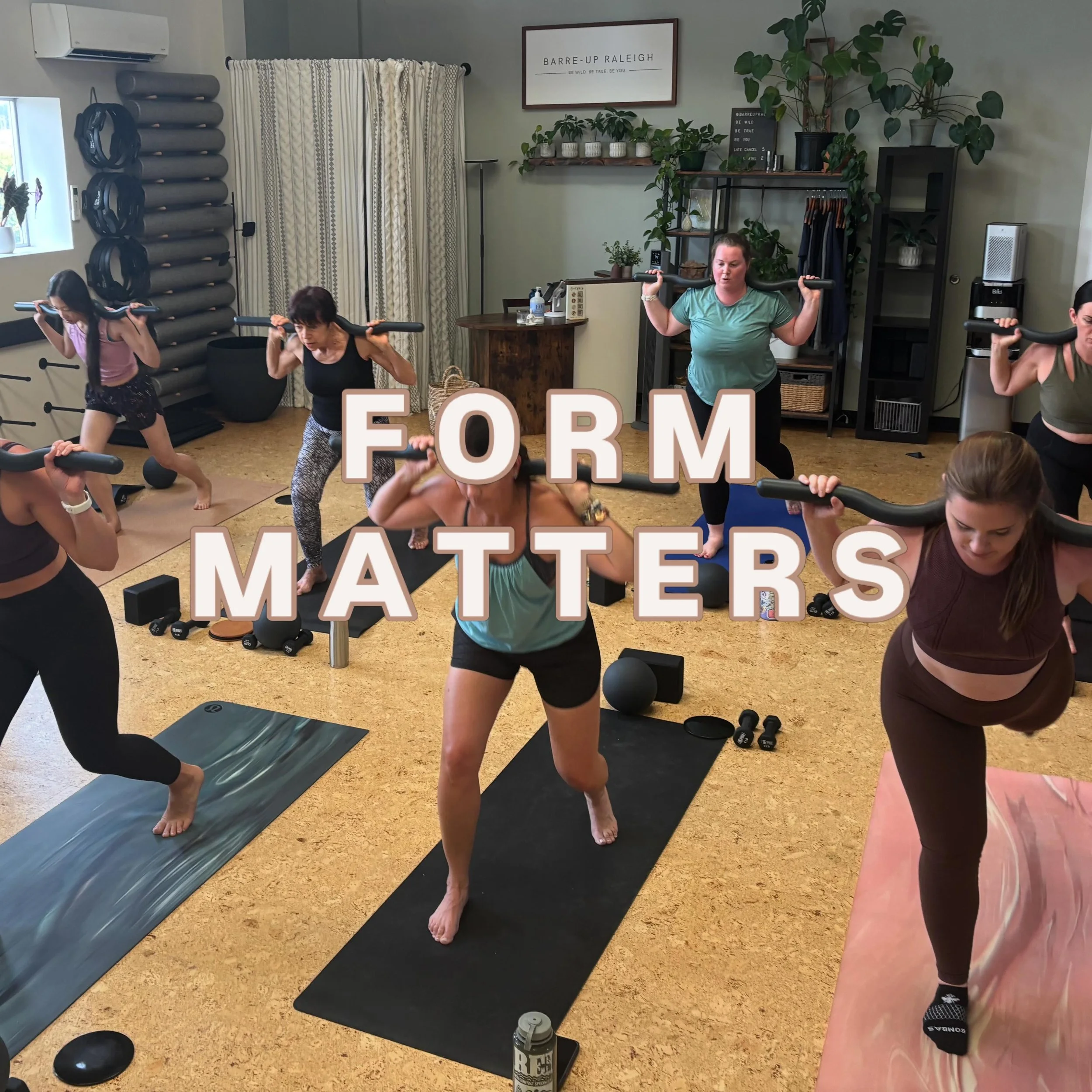 Form matters✨✨

Notice here - everyone is doing the same movement, but with their own range, balance, and body mechanics.

✨Every cue has a purpose. 
✨Every modification has a reason. ✨Because we&rsquo;re not here to simply get through the workout. 
