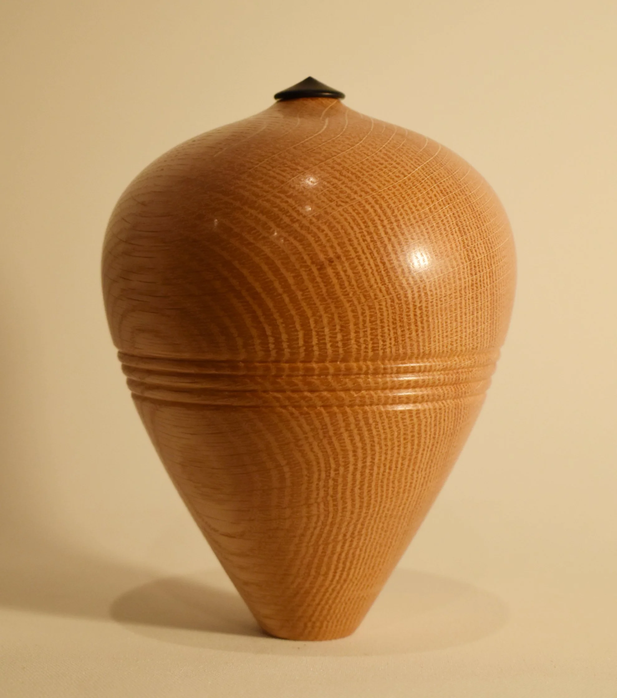 Red Oak Hollow Form with Ebony Lid - Featured in juried AAW Exhibition "Beginnings"