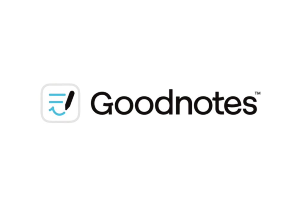 Goodnotes app logo with a stylized hand writing on a digital note.