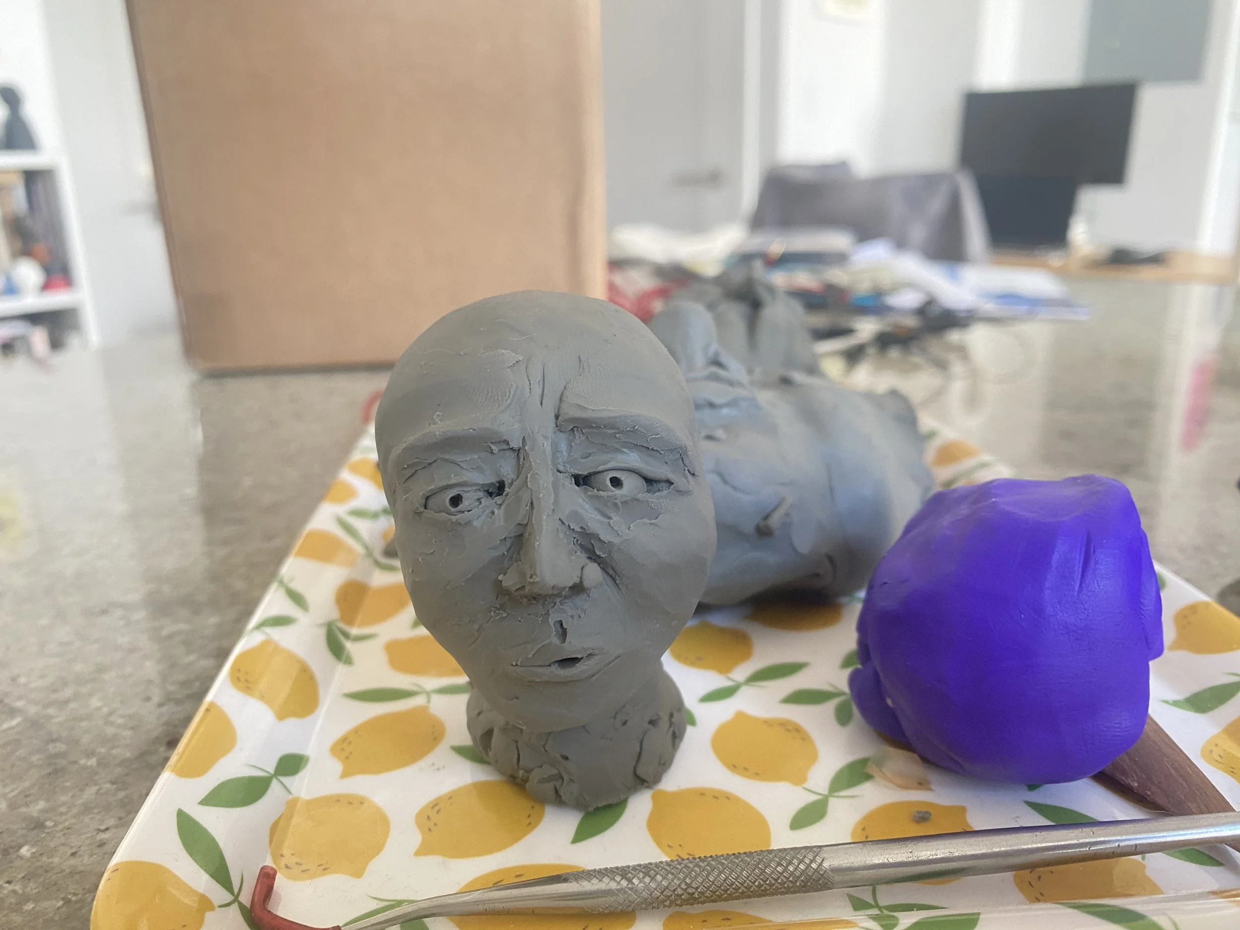 September 11, 2023 - I started this new guy but haven't had the time to finish him up.  Notice one nostril isn't attached and his expression is vague... 