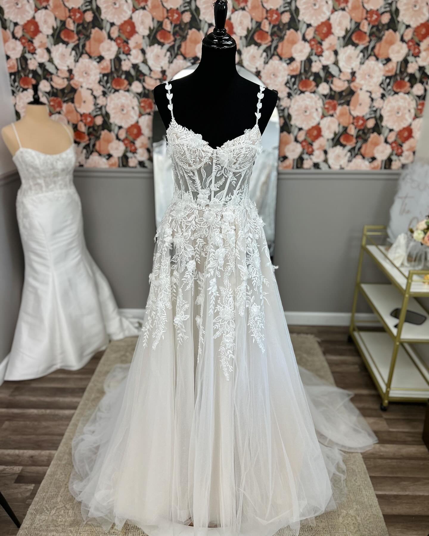 An exotic A-line with a fun twist for #WeddingGownWednesday

Originally: $2,399
Now: $1,599
Size 10