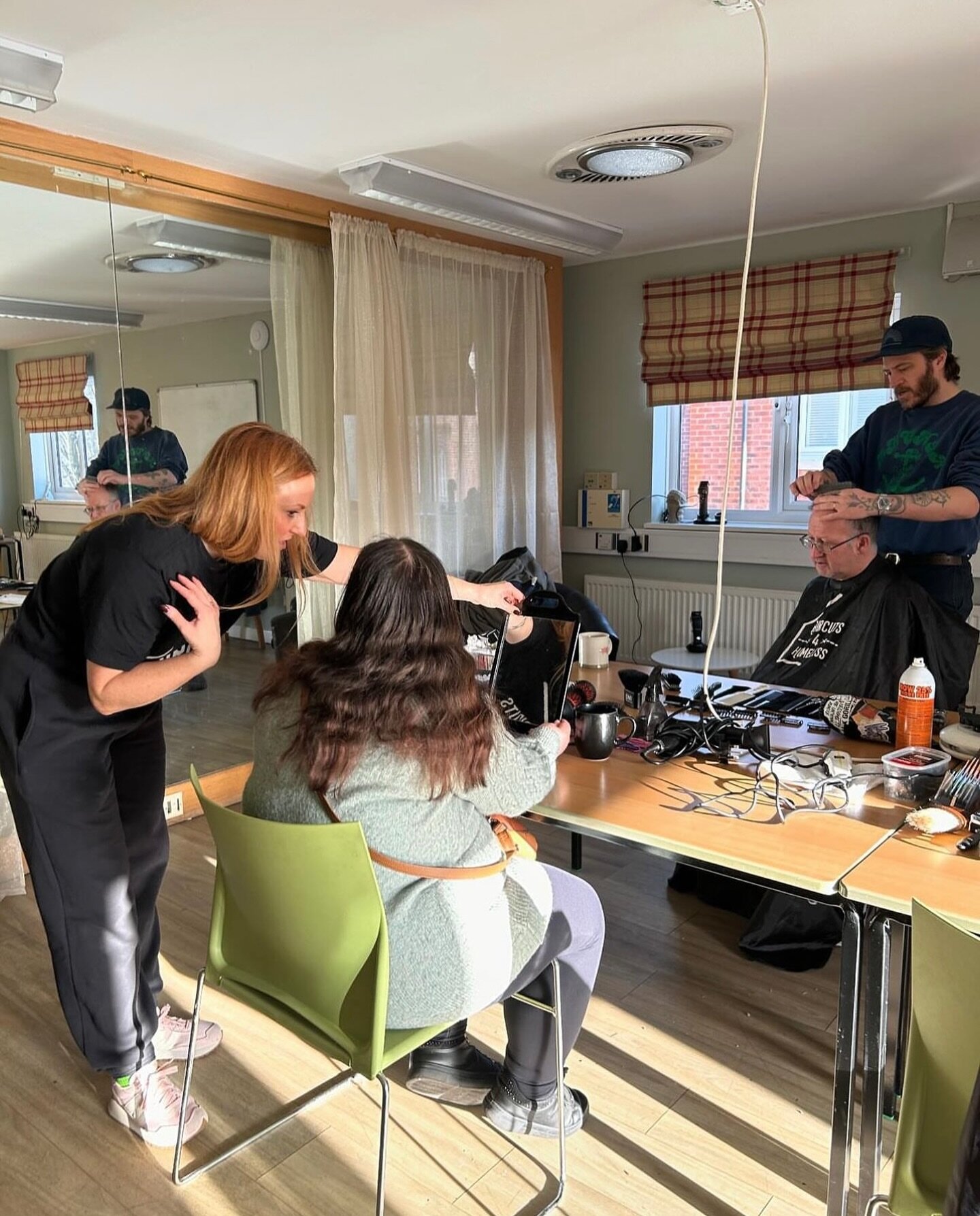 Katie and Simon volunteering their time to give haircuts thru @haircuts4homelessnorwich to their guest at @stmartinsnfk Under One Roof. Haircuts 4 Homeless is a registered charity set up by veteran hairdresser&nbsp;Stewart Roberts.&nbsp;Inspired by t