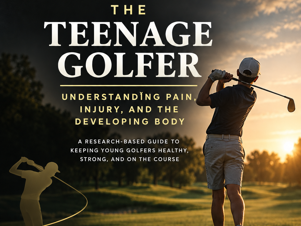 Cover of the teenage golfers guide to a pain free swing e-book.