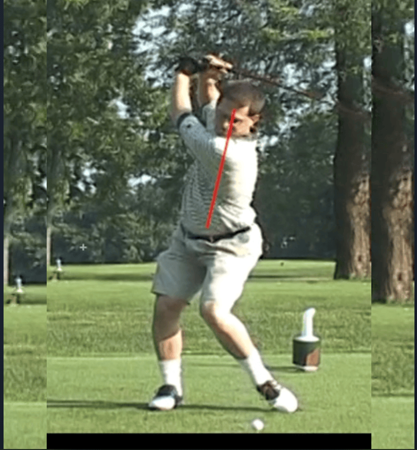 Reverse spine angle in the golf swing.