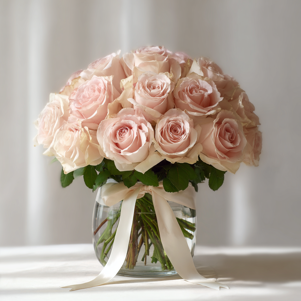 Vase of Pink Roses