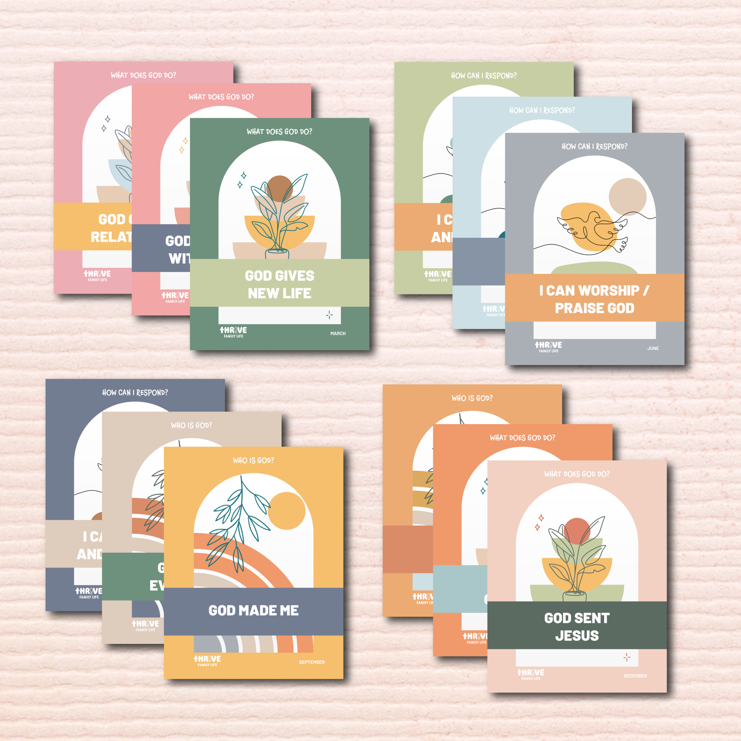 An array of curriculum covers in pretty pastels