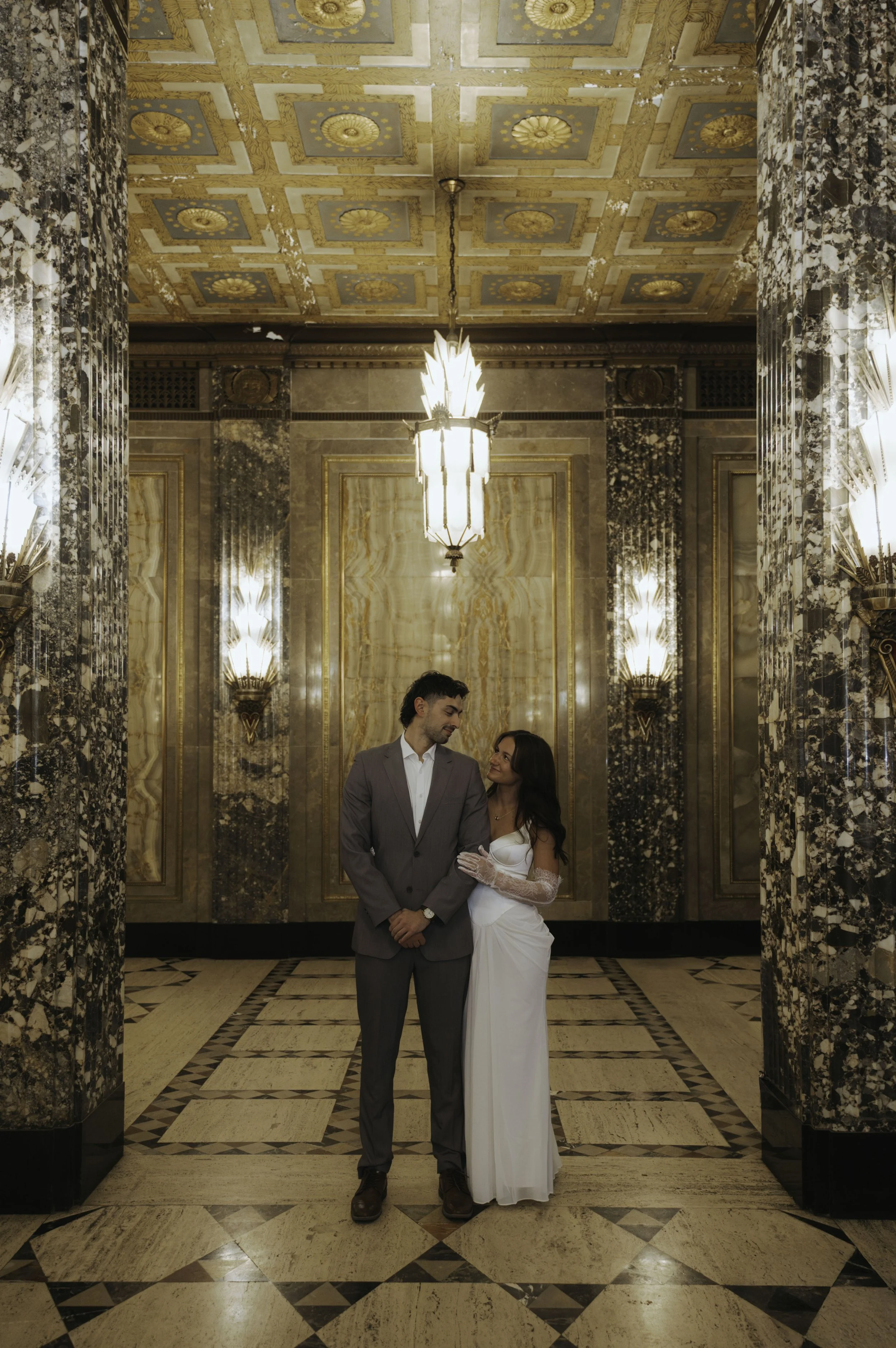 Detroit Fisher Building Winter Indoor Engagement Session