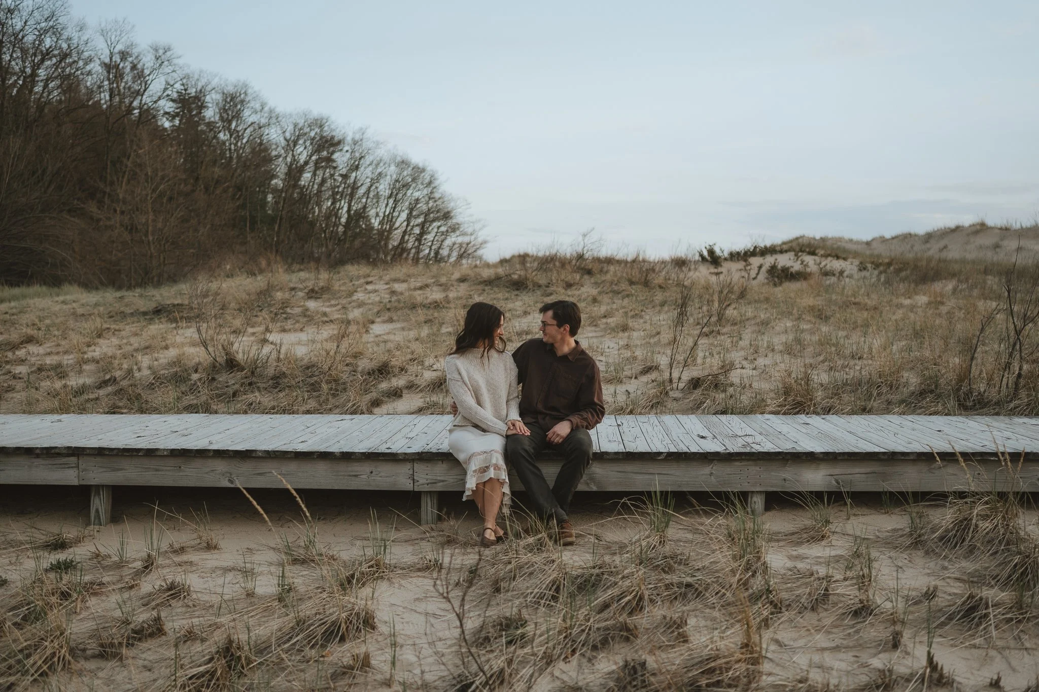 West Michigan Beach Engagement Session at Sunset | Golden Hour Couples Photography