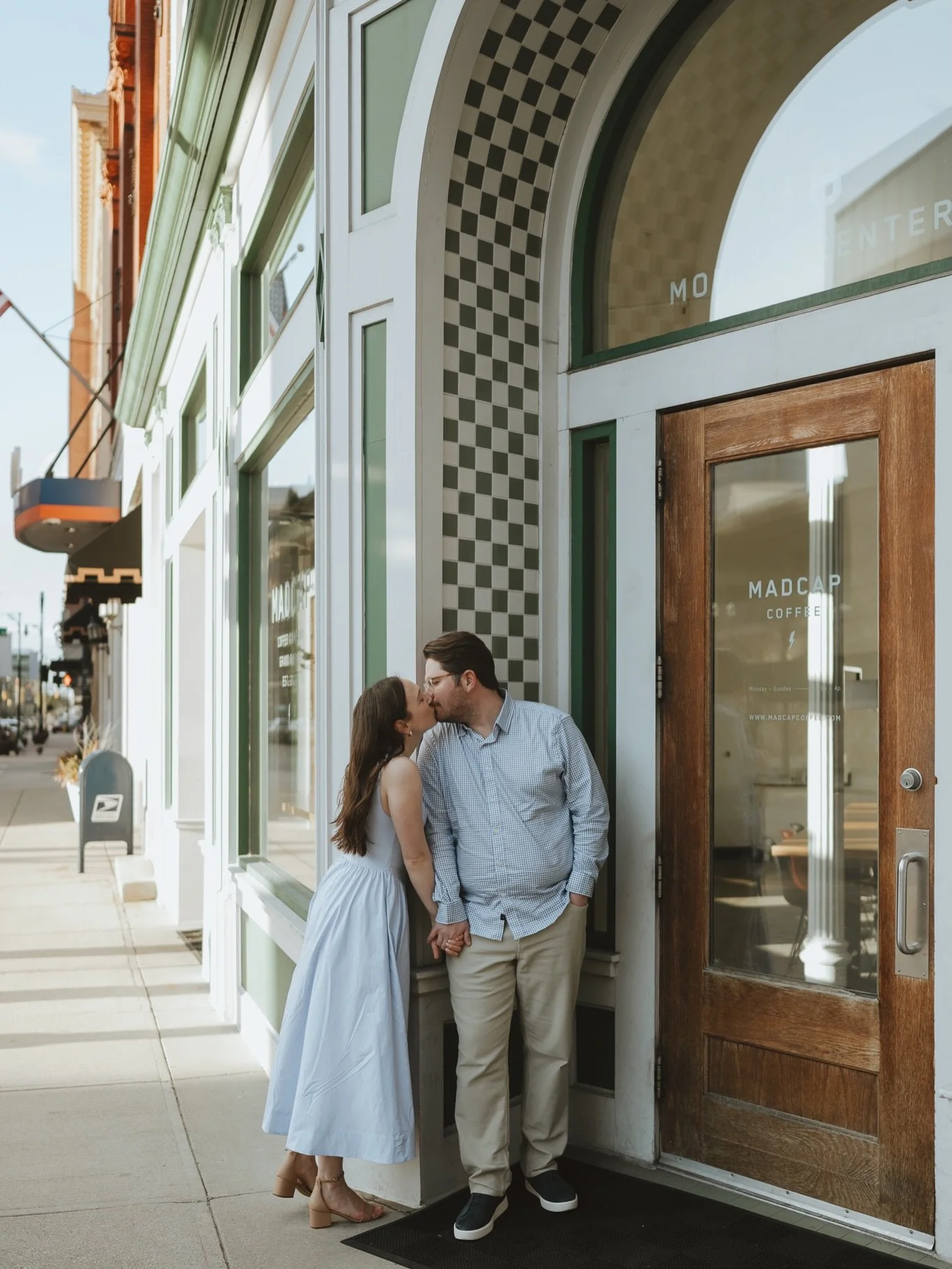 Lauren &amp; Zach 🤍💍
.
.
.
Grand Rapids engagement photographer, Michigan engagement photos, couples photography Michigan, engagement session inspiration, candid engagement photos, lifestyle engagement session, golden hour engagement photos, urban 