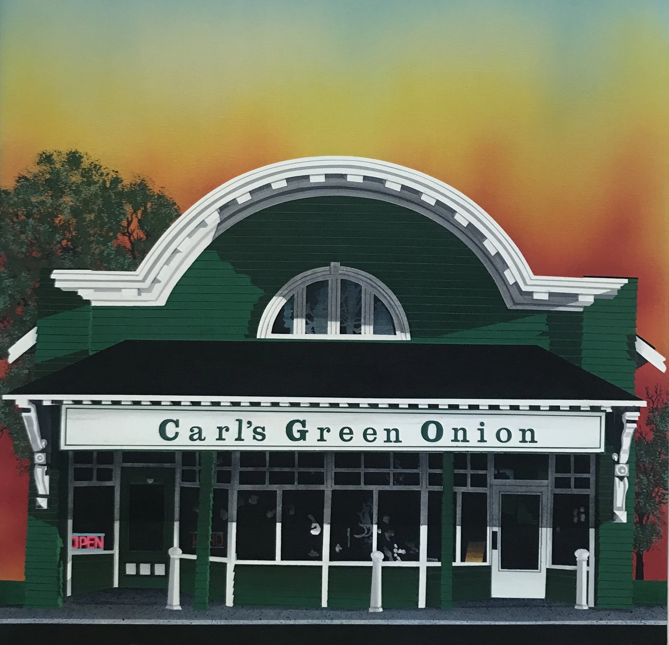 David Thauberger. Green Onion 1996-2021. Acrylic on canvas. 41 1/2 x 41 1/2 inches. Slate Fine Art. 