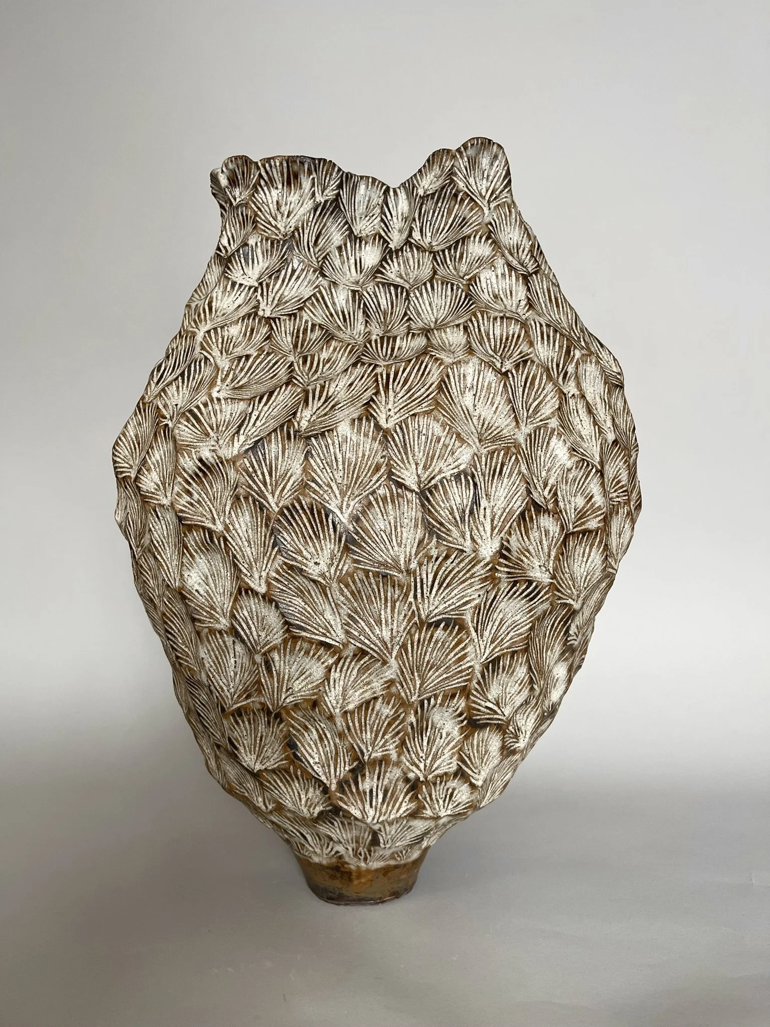 Kristine Zingeler. ""Archean Vessel 26"", 2026. Glazed Stoneware. 20.5 x 13.5 in. Herringer Kiss Gallery. 