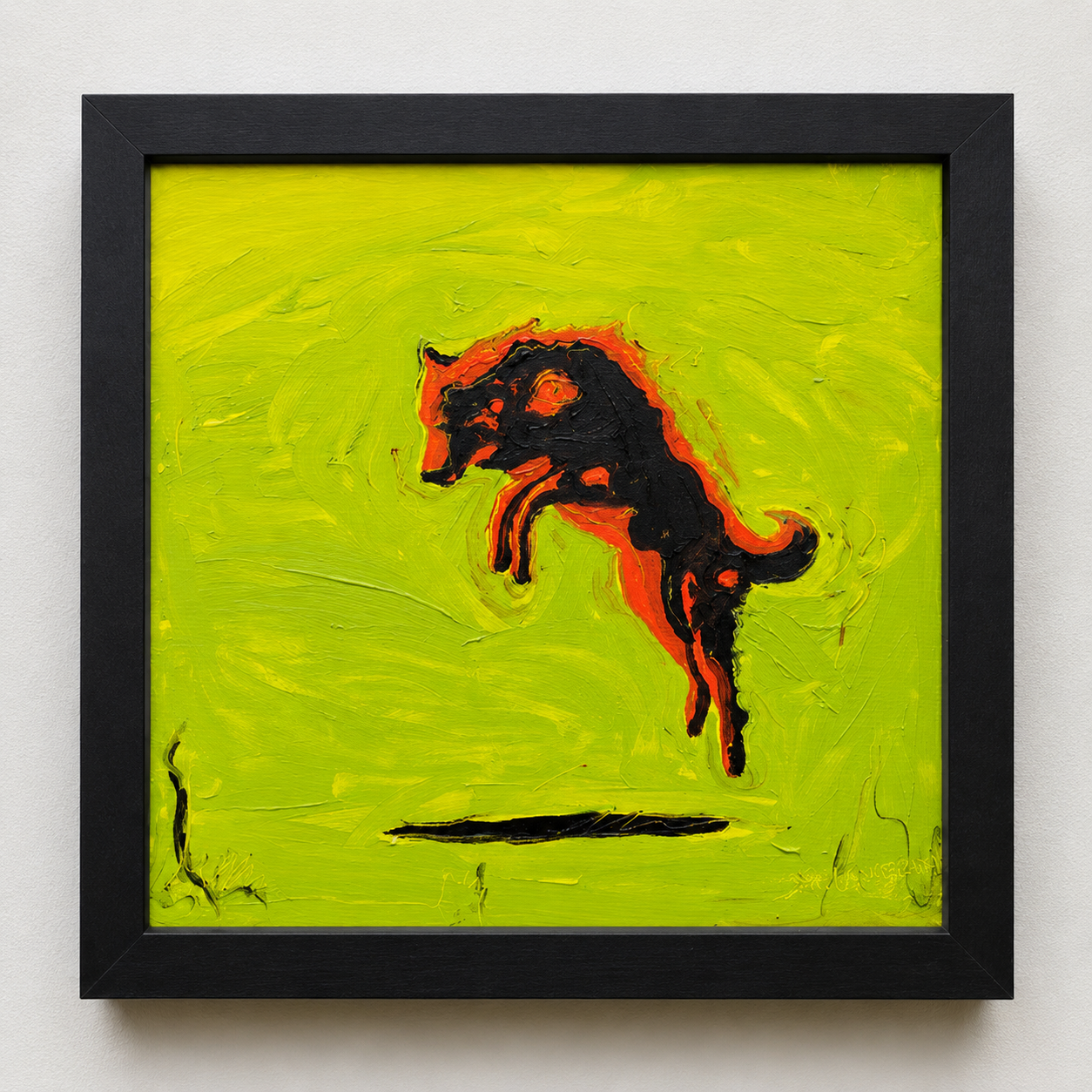 Michael Cameron. Sketch for Hunters (wolf), 2018. Oil on panel. 9 x 9 inches. Courtesy of Canadian Art Gallery.