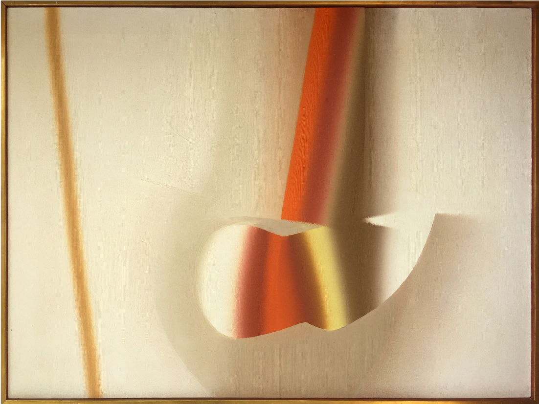 Louis Jaque. Le signe de midi, 1966. Oil on canvas. 38 x 51 inches. Courtesy Han Modern and Contemporary.
