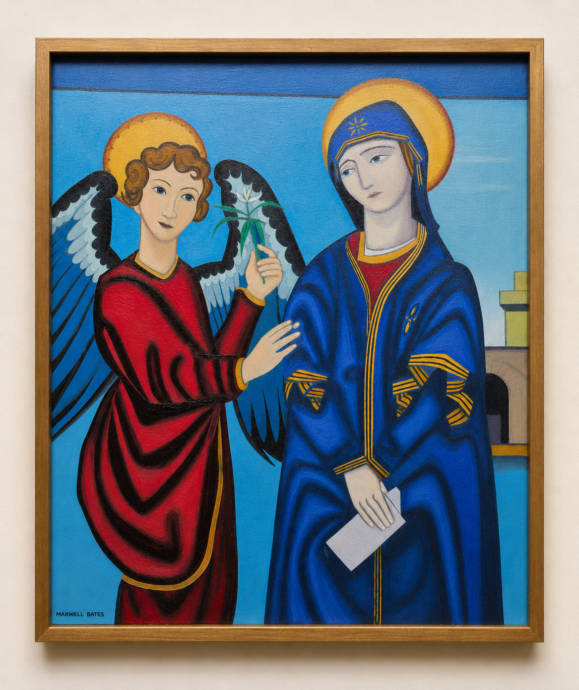 Maxwell Bates. The Annunciation, 1961. Oil on canvas. 20 x 16 inches.  Courtesy of Canadian Art Gallery.