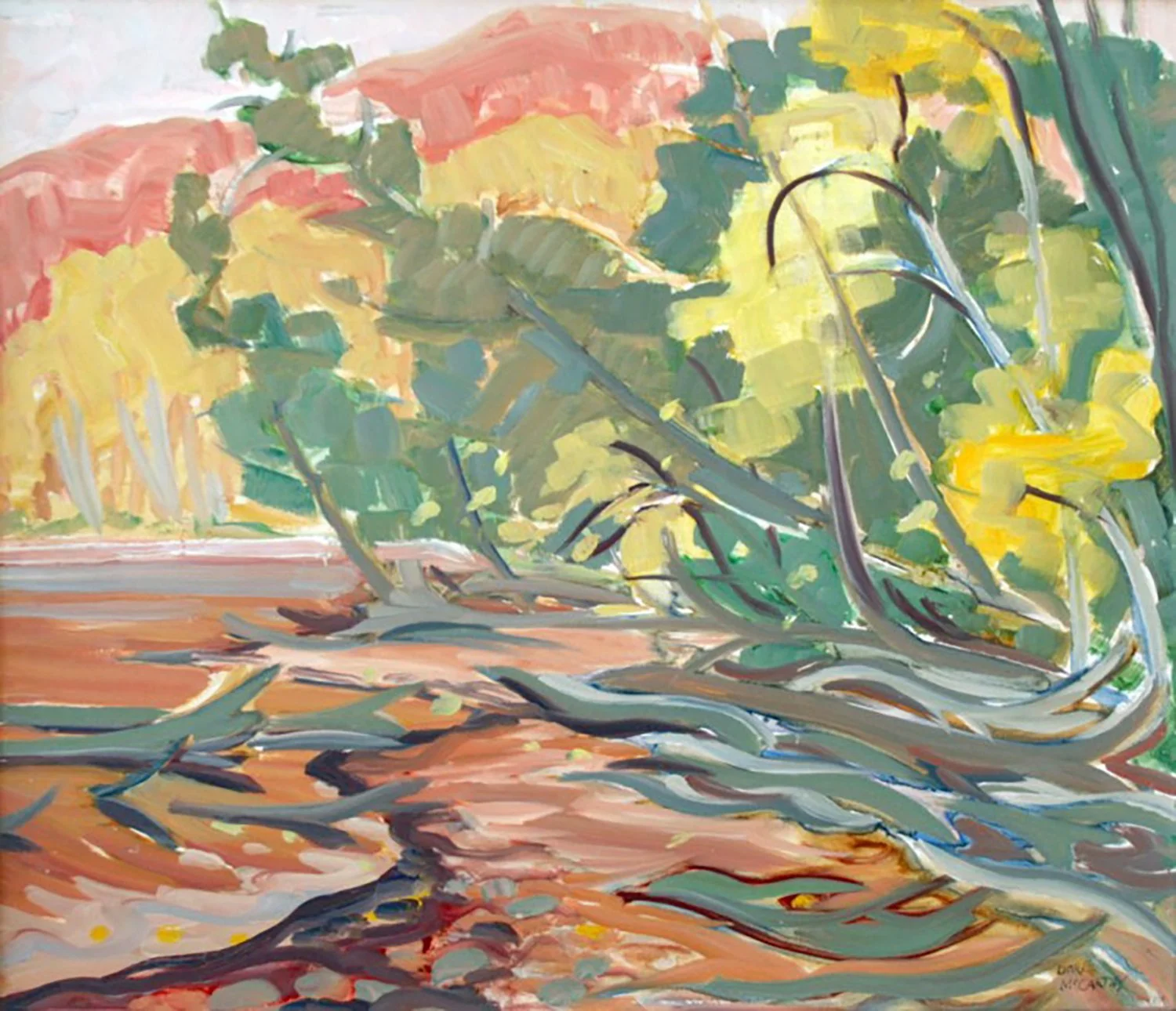 Doris McCarthy. Edge of Loon Lake, Haliburton, 1952. Oil on canvas. Courtesy of Wynick/Tuck Gallery, Toronto.